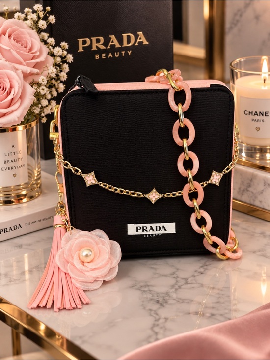 Prada Handbags - Prada beauty Black and pink paradoxe with pink and gold hardware!